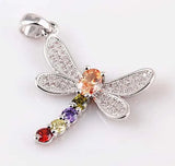 Mosaic Zircon Dragonfly Necklace Pendant