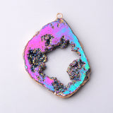 Colorful Quartz Agate Necklace Pendant Purple Stone Jewelry