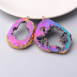 Colorful Quartz Agate Necklace Pendant Purple Stone Jewelry