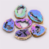 Colorful Quartz Agate Necklace Pendant Purple Stone Jewelry