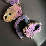 Colorful Quartz Agate Necklace Pendant Purple Stone Jewelry