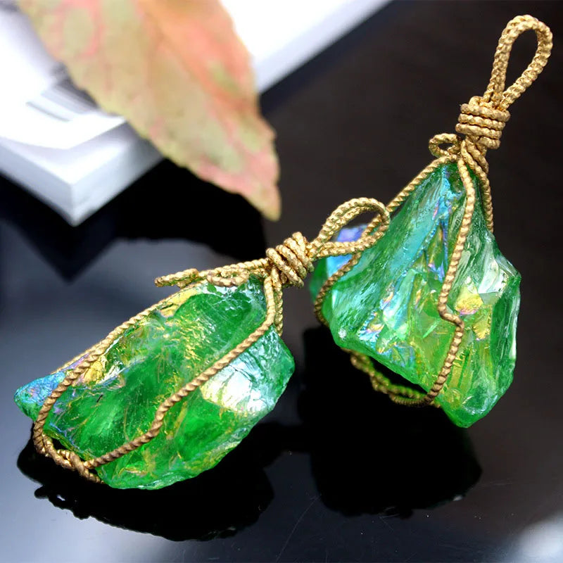 Colorful Stone Pendant Crystal Stone 2pcs