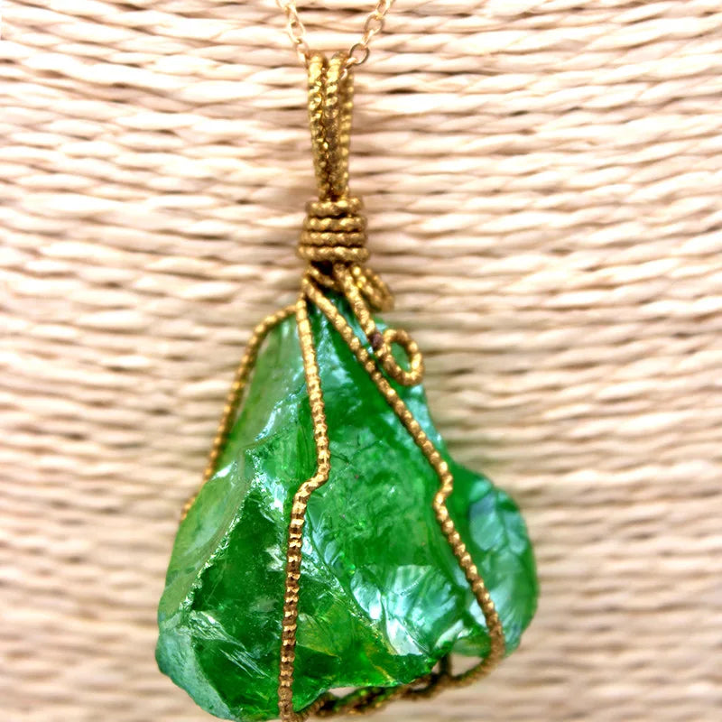 Colorful Stone Pendant Crystal Stone 2pcs