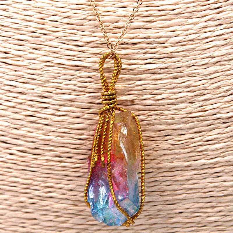 Colorful Stone Pendant Crystal Stone 2pcs