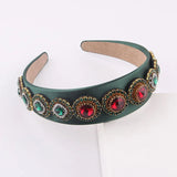Colorful Rhinestone Headband Baroque Inlaid Wide Brim Ladies Prom Hair