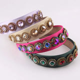 Colorful Rhinestone Headband Baroque Inlaid Wide Brim Ladies Prom Hair