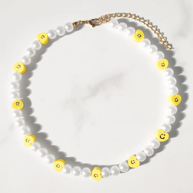 Colorful Smiling Face Beaded Necklace for Women
