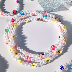 Colorful Smiling Face Beaded Necklace for Women