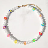 Colorful Smiling Face Beaded Necklace for Women