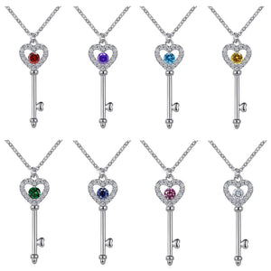 Colorful Treasure Necklace S925 Sterling Silver Heart Key