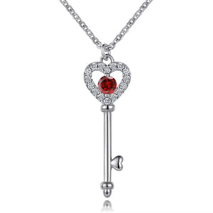 Colorful Treasure Necklace S925 Sterling Silver Heart-Shaped Key