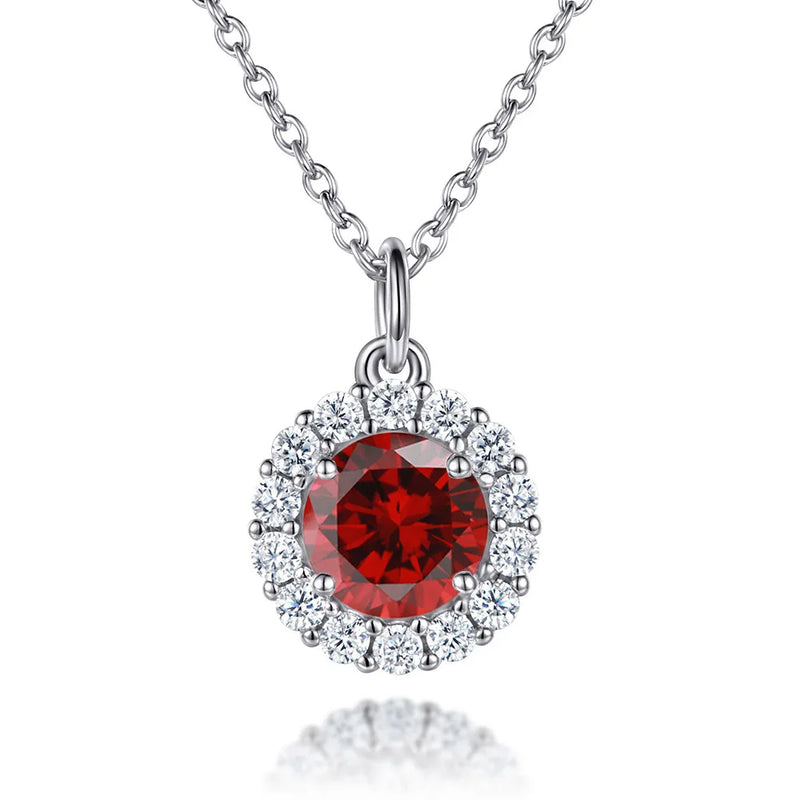 Colorful Twelve Birthday Stone Pendant Necklace Sterling Silver