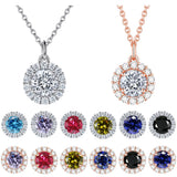 Colorful Twelve Birthday Stone Pendant Necklace Sterling Silver