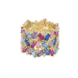Colorful Square CZ Eternity Band Ring for Women