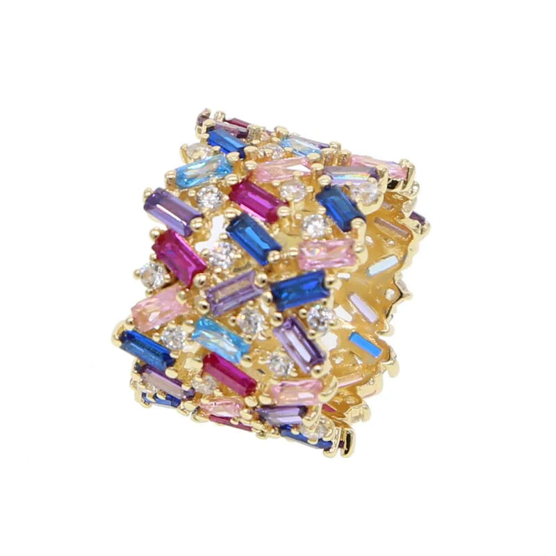 Colorful Square CZ Eternity Band Ring for Women