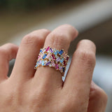 Colorful Square CZ Eternity Band Ring for Women