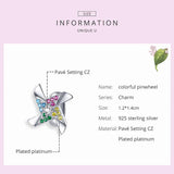 Colorful Zircon Windmill Charm Silicone Beads 925 Sterling Silver Pendant