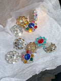 Zircon Flower Sparkling Ear Clips Women's High-End Earrings