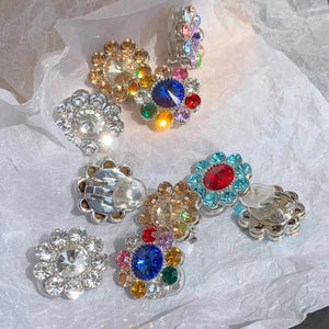 Zircon Flower Sparkling Ear Clips Women's High-End Earrings
