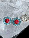 Zircon Flower Sparkling Ear Clips Women's High-End Earrings