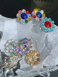 Zircon Flower Sparkling Ear Clips Women's High-End Earrings