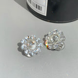Zircon Flower Sparkling Ear Clips Women's High-End Earrings
