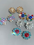 Zircon Flower Sparkling Ear Clips Women's High-End Earrings
