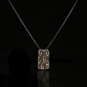 Colorful Zircon Necklace 925 Silver Women Jewelry Vintage Geometric Chain