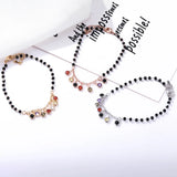 Colorful Pendant Beads Bracelet Stainless Steel Adjustable Charms Bangle