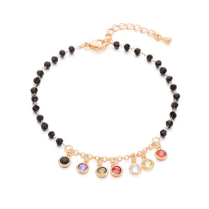 Colorful Pendant Beads Bracelet Stainless Steel Adjustable Charms Bangle