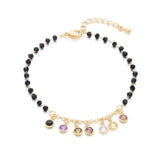 Colorful Pendant Beads Bracelet Stainless Steel Adjustable Charms Bangle