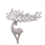 Rhinestone Deer Brooch for Women Christmas Reindeer Pin Coat Corsage