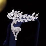 Rhinestone Deer Brooch for Women Christmas Reindeer Pin Coat Corsage