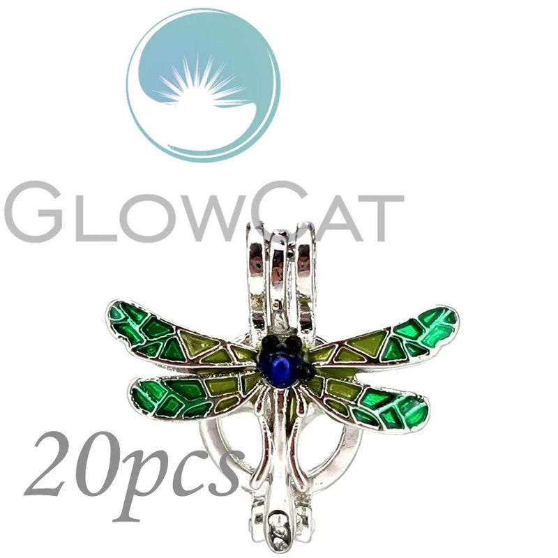 Enamel Dragonfly Essential Oil Diffuser Cage Pendant KK1049