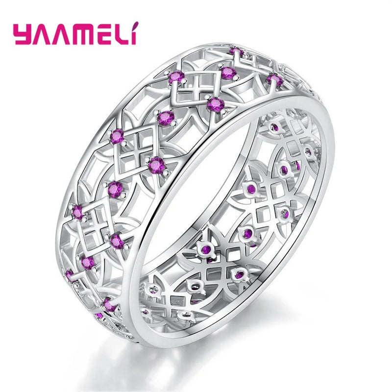 Austria CZ Hollow 925 Silver Rings For Women