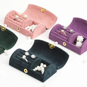 Portable Jewelry Box PU Leather/Velvet Earrings Ring Storage Organizer