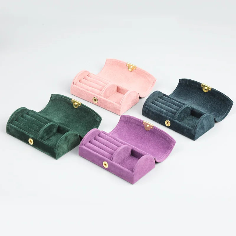 Portable Jewelry Box PU Leather/Velvet Earrings Ring Storage Organizer