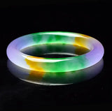 Jade Bangle Bracelet Natural Tricolor Chinese Amulet Jadeite Carved
