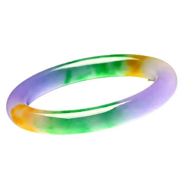 Jade Bangle Bracelet Natural Tricolor Chinese Amulet Jadeite Carved