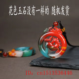 Jade Horse Pendant Necklace Carved Amulet Chinese Charm Sweater Chain