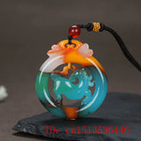 Jade Horse Pendant Necklace Carved Amulet Chinese Charm Sweater Chain