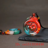 Jade Horse Pendant Necklace Carved Amulet Chinese Charm Sweater Chain