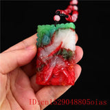 Jade Dragon Warrior Pendant Chinese Amulet Jewelry Natural Carved Charm Necklace