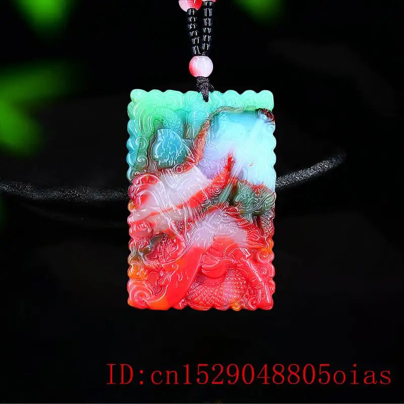 Jade Dragon Warrior Pendant Chinese Amulet Jewelry Natural Carved Charm Necklace
