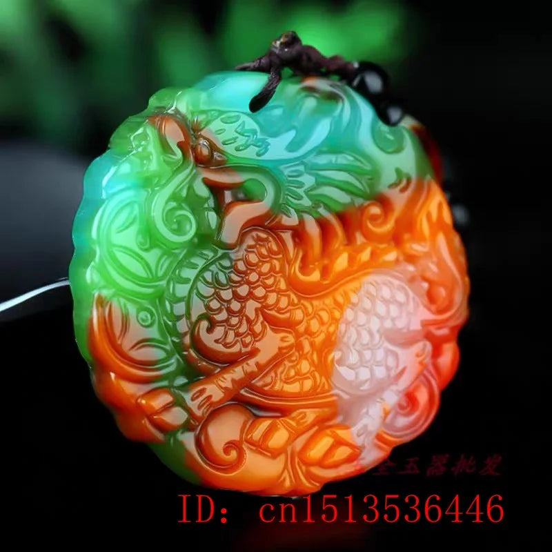Jade Kylin Pendant Necklace Natural Jewelry Carved Amulet Jadeite Chinese Charm