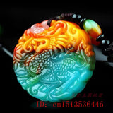 Jade Kylin Pendant Necklace Natural Jewelry Carved Amulet Jadeite Chinese Charm