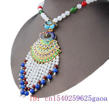 Jade Peacock Necklace Chalcedony Stone Chinese Gift Pendant