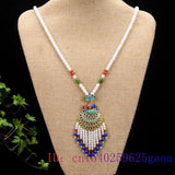 Jade Peacock Necklace Chalcedony Stone Chinese Gift Pendant