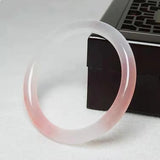 Pink Jade Bangle Bracelet Natural Jewelry Charm Tricolor Chinese Amulet 54-64mm