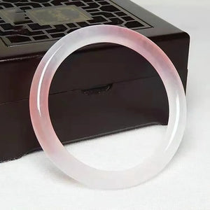 Pink Jade Bangle Bracelet Natural Jewelry Charm Tricolor Chinese Amulet 54-64mm
